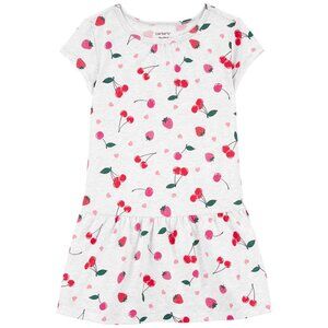 Toddler Girls Carter's Drop Waist Cotton Fruit Print Dress Size 2T 3T Cherry NWT